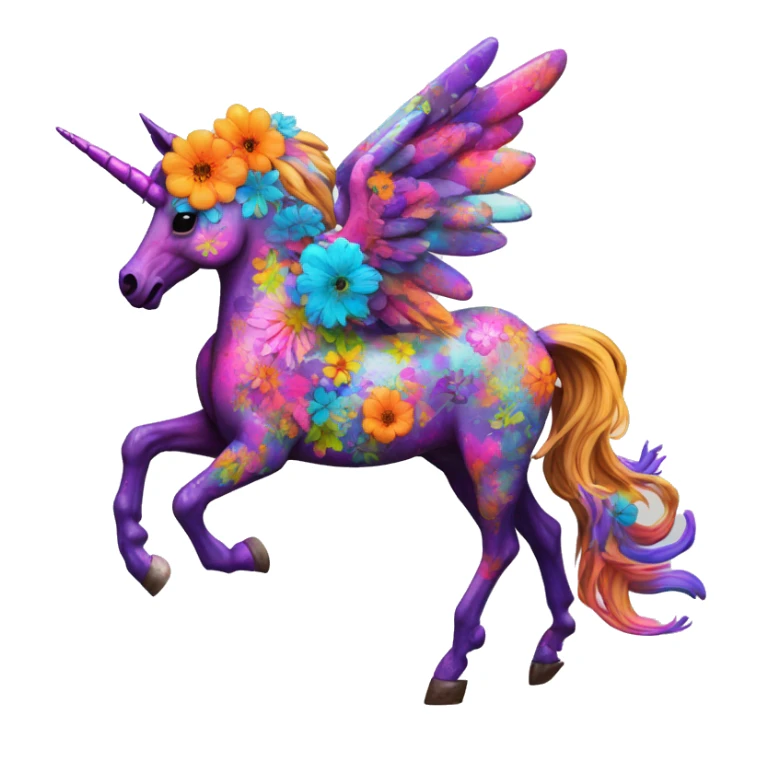 Graffiti Trippy patchwork Zombie Pegasus unicorn psychedelic flowers floral groovy art neon rave raving sticker