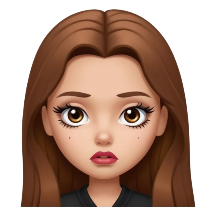 sad pretty bratz baddie, long brown hair sticker