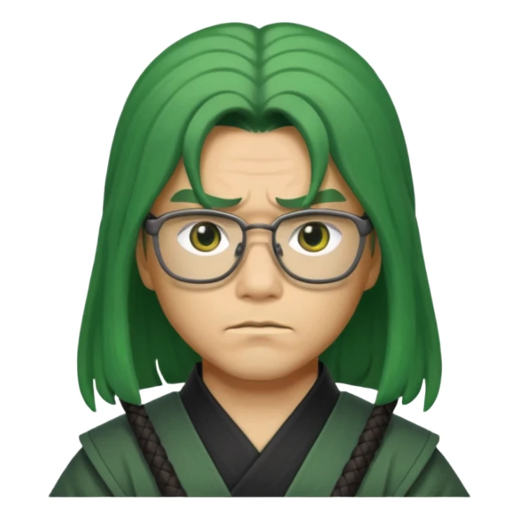 green long hair samurai with glasses sticker