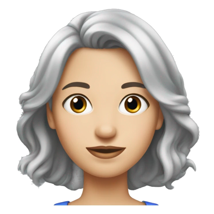 femme 40 a aux yeux bleus avec les cheveux mi-long gris 2 couettes sticker