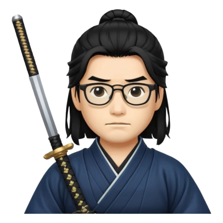 long hair samurai with glasses sticker