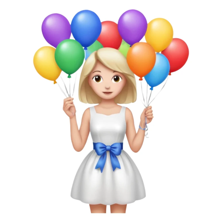 Birthday Female with ballons in white dress sticker