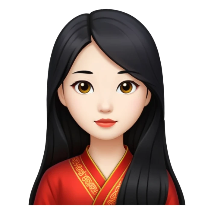 Chinese Female with black long hair sticker