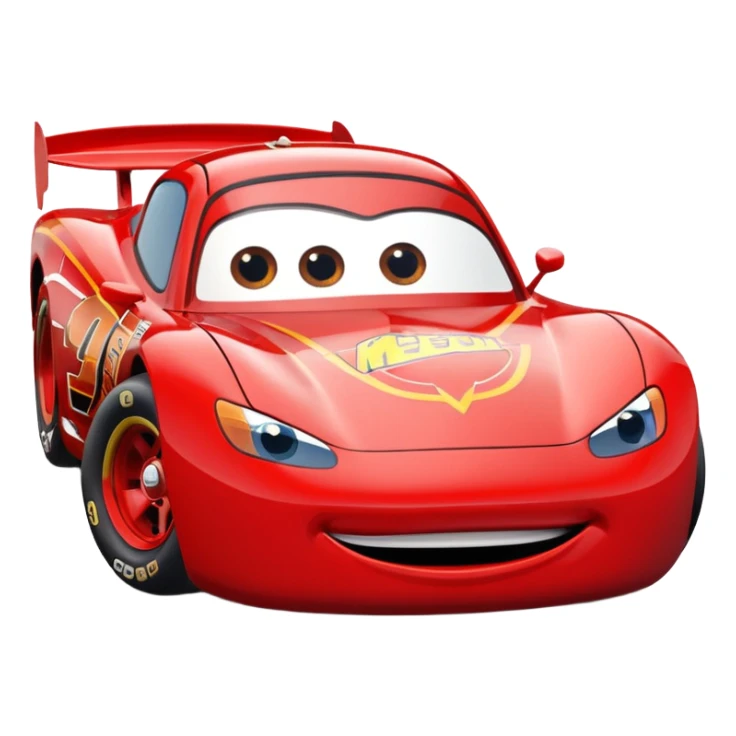 red cartoon race car with expressive eyes, inspired by Lightning McQueen sticker