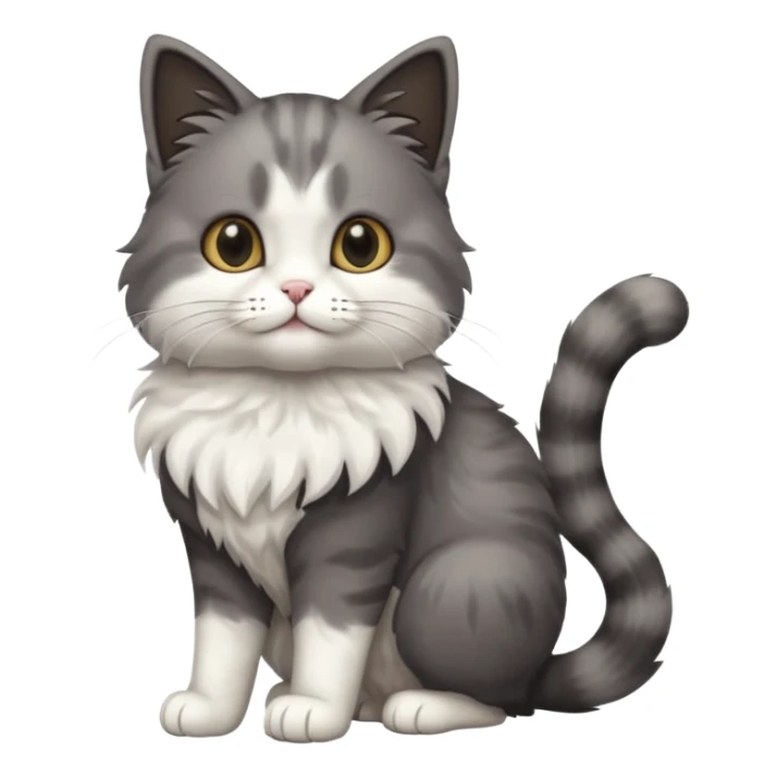 full body half dark grey and half white cat with white front legs sticker
