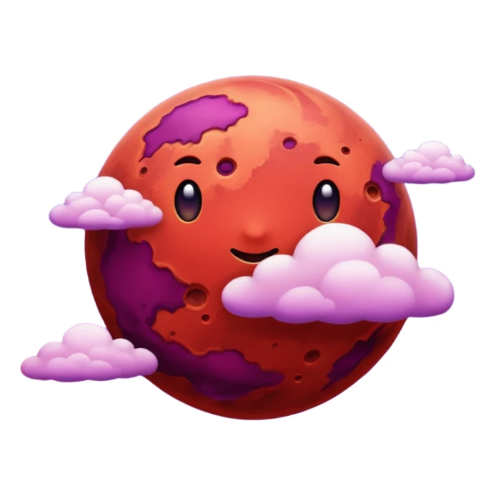 Crimson red planet with clouds and a purple star behind it sticker