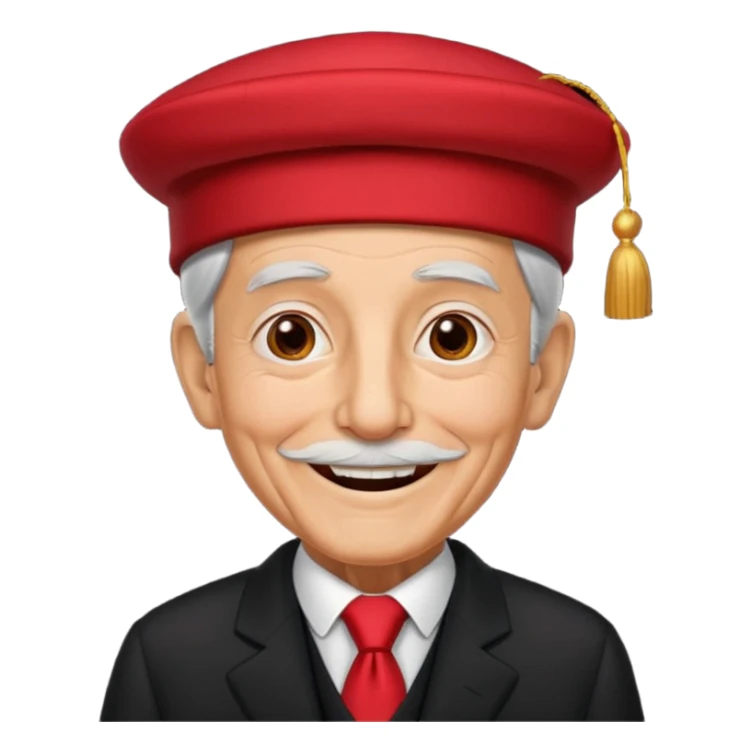 black suited old man with red fes hat sticker