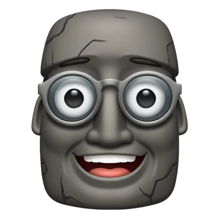 Un moai tranquilo con unos lentes y una sonrisa  sticker