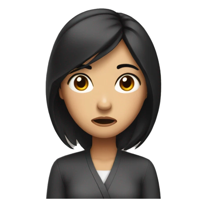 a frustrated-looking, black-haired Asian woman sticker