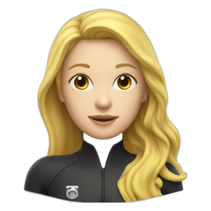 female diver in rubber wetsuit and blond hair sticker