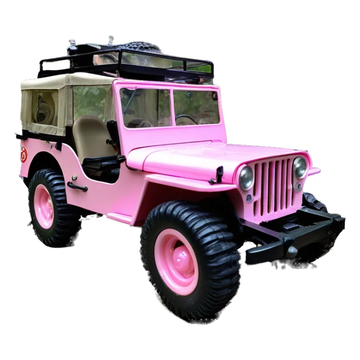 1/10 size jungle tour 1942 Willy’s pearly pink check jeep crawler with installed winch  sticker