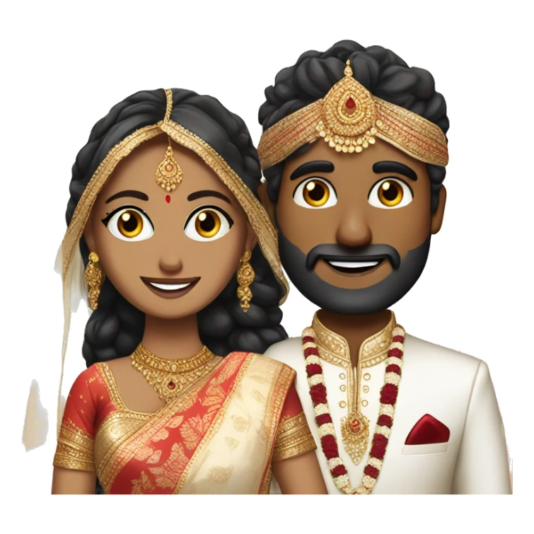 Indian groom with white skin blue eyes bride with saree sticker