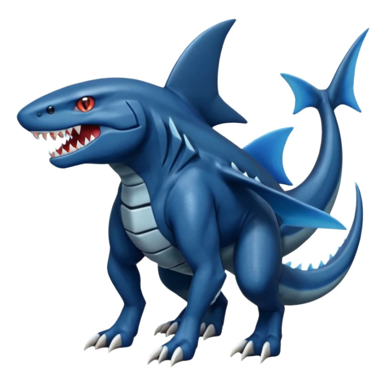 dark-deep-denim-steel-cobalt-blue 4-legged digitigrade land-shark-landhai-vernid-sharpedo-Draco-Salamence-Salandit-Litten-houndoom-hybrid-fusion-creature, full body sticker