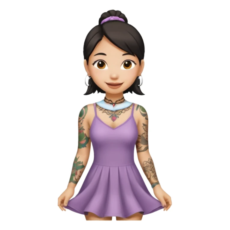 asian girl with neck tattoo and 2 string dress sticker
