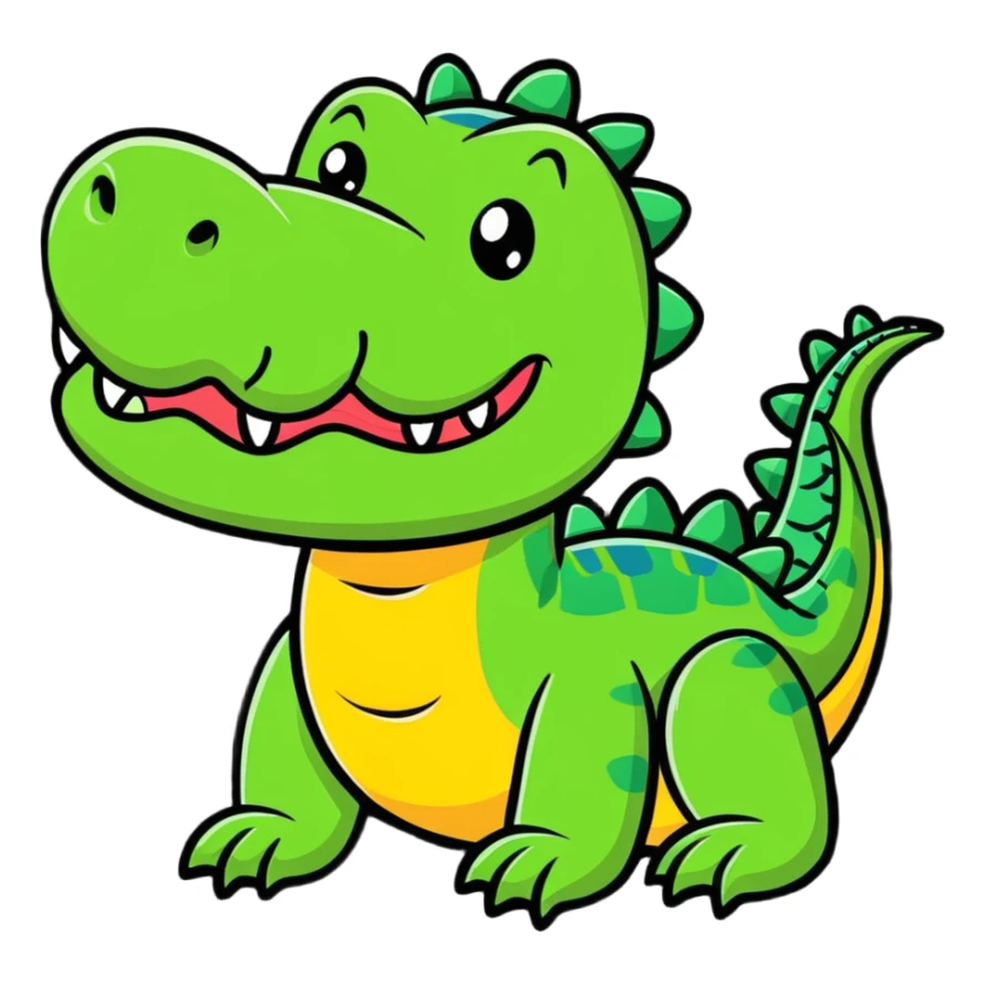 colorful, cartoonish crocodile with a playful, exaggerated expression sticker