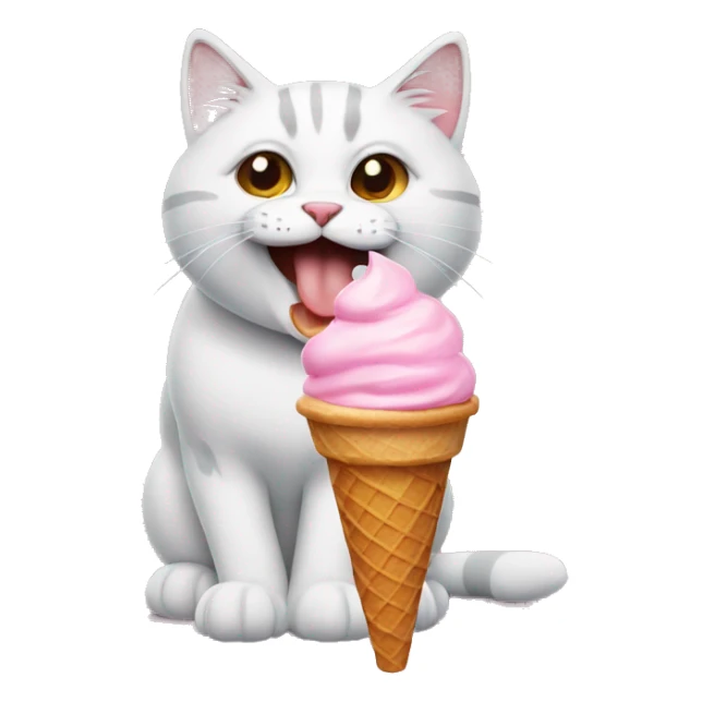 cat with ice cream and tongue sticker