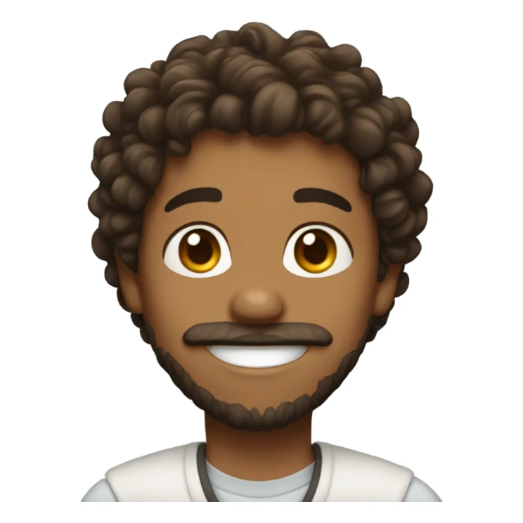 brown hair curly boy with beard smiling  sticker