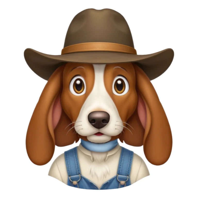 toothless hillbilly basset hound wearing a stetson and dungarees and has droopy eys sticker