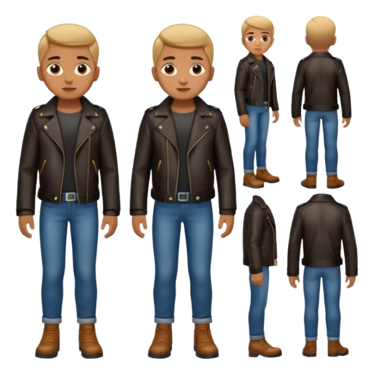 Boy in leather jocket, full body, different color leather jocket, close up sticker