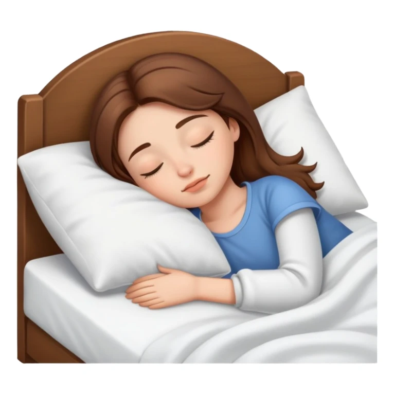 Brown haired girl sleeping in bed sticker