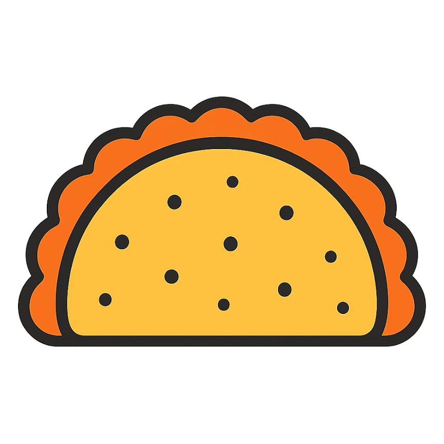 fried pastry icon, simple and bold, minimal color, clear outline sticker