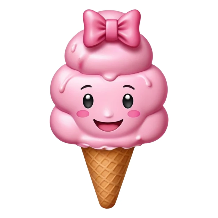 SPAM MEAT ice cream SMILING EMOJI with bow sticker
