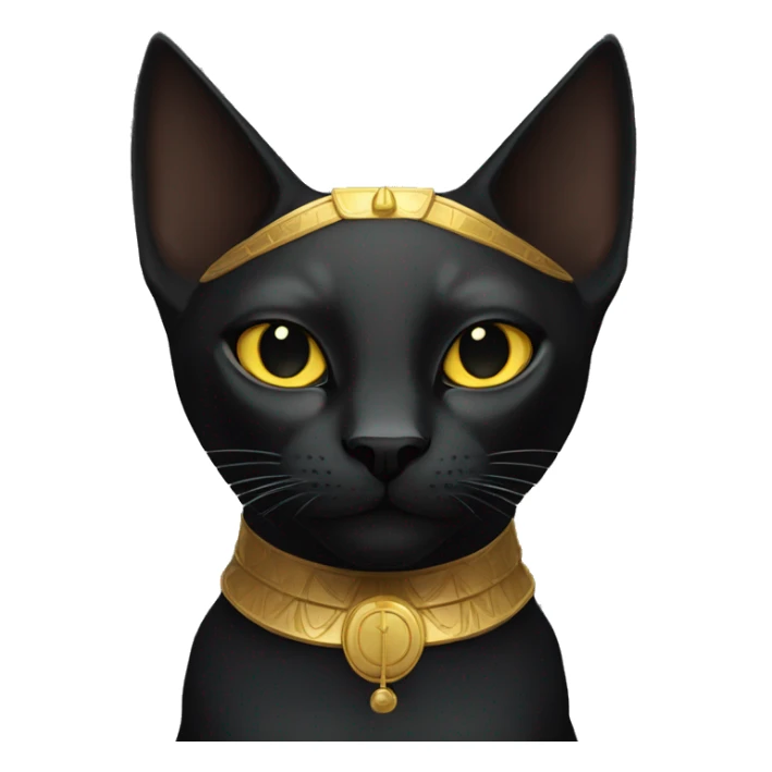Black Egyptian Cat with Golden Anubis-Rings and yellow markings sticker