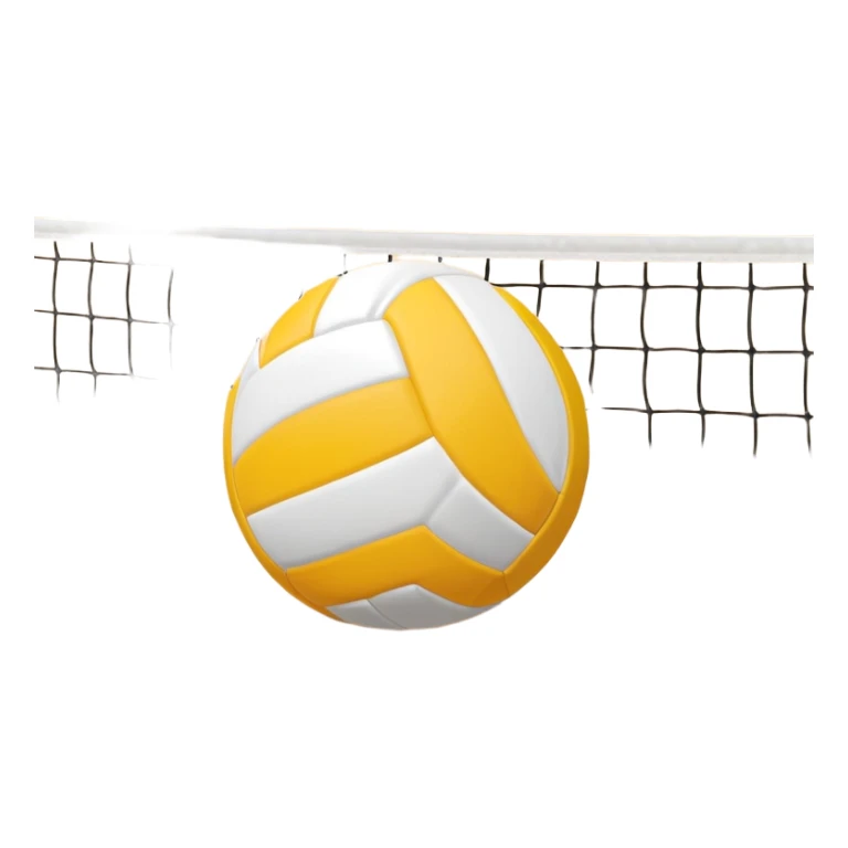 The background shows the stands filled with spectators, creating an energetic atmosphere of a volleyball match, with attention to detail on the equipment and the surrounding environment. A close-up of a volleyball on the court, with the net in focus and the court markings visible.  sticker