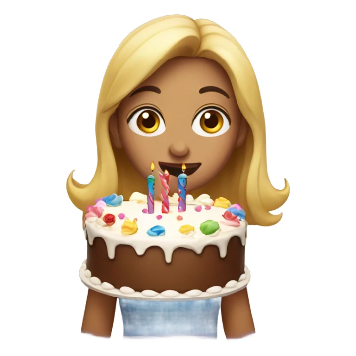 Girl blowing happy birthday cake sticker