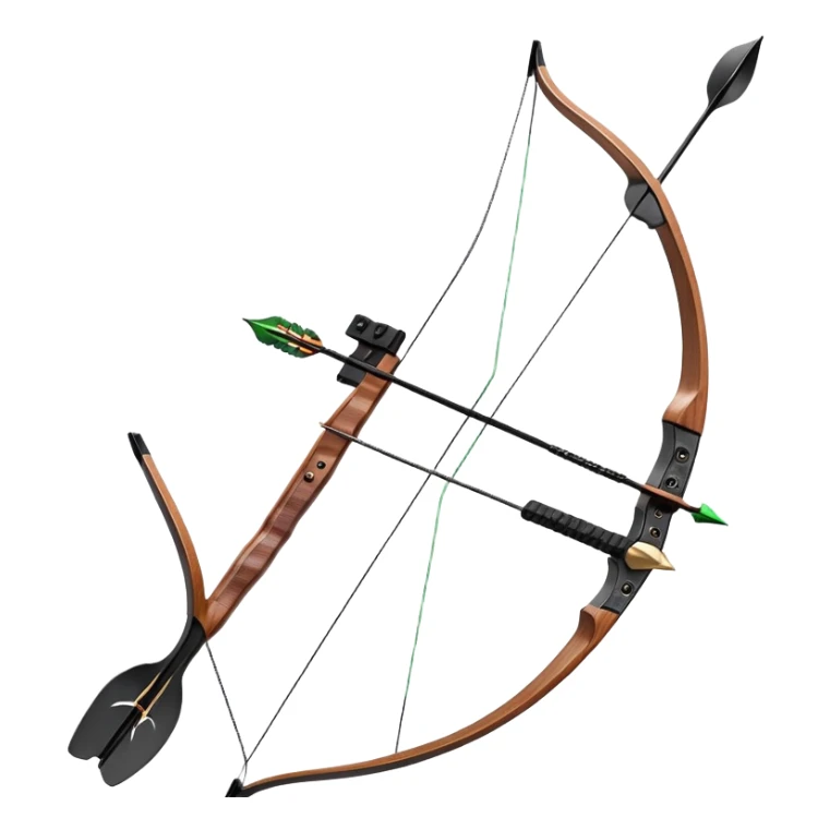 A professional recurve bow with an arrow nocked, ready to be released. The target features concentric rings, placed at a distance. The emphasis is on the bow, arrow, and target, highlighting the precision, focus, and skill involved in competitive archery. sticker