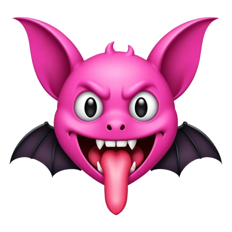 pink goth bat stick out your tongue sticker