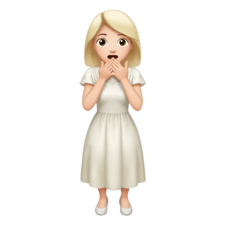 woman surprised with her hands over her mouth, full body sticker