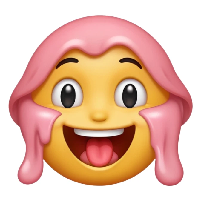 Make the eye rolling emoji happy, drooling and with blush sticker