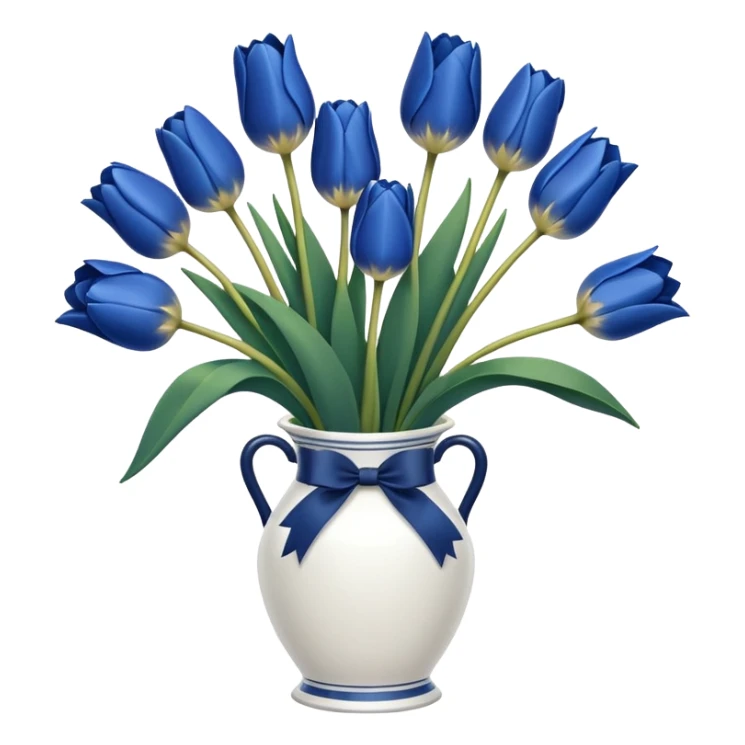 Navy blue tulips in white vase  sticker