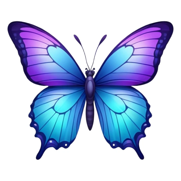 Gradient iridescent purple indigo blue cyan butterfly sticker