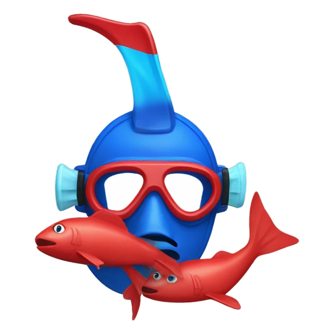 red fins and blue mask and snorkel sticker