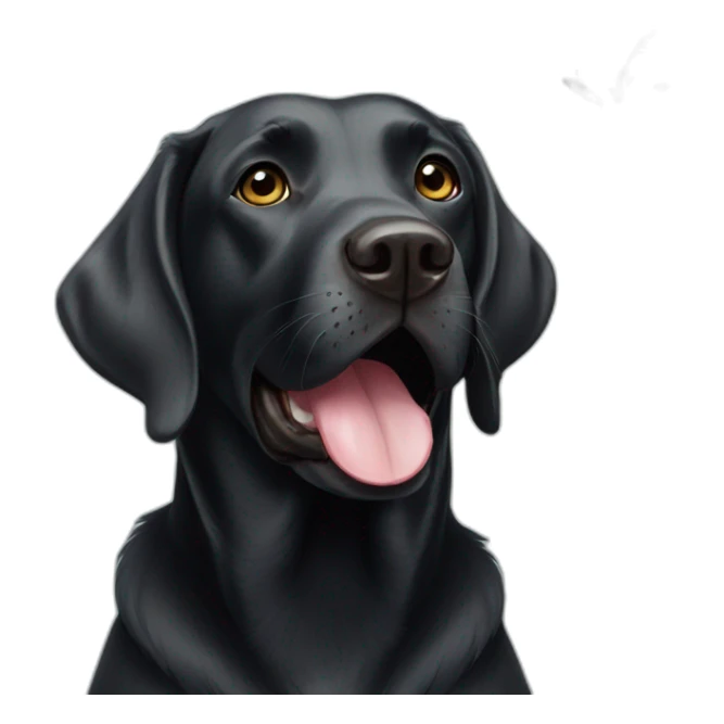 Black labrador with a butterfly on her head sticker