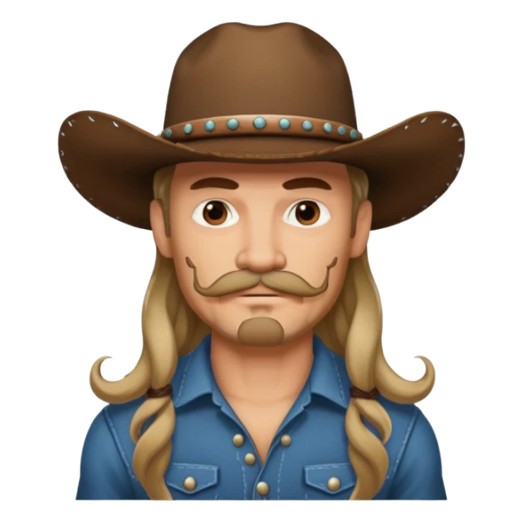 tattooed and mustached cowboys long hair sticker