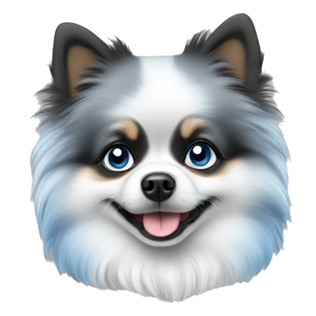 Pomeranian with blue Merle grey and black spot, with blue eyes sticker