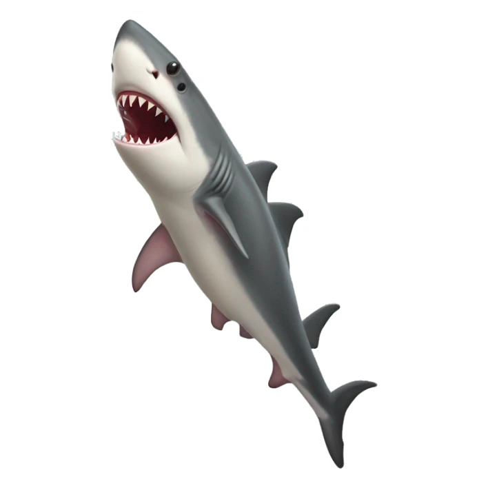 A crimson-lipped shark with stilts for legs sticker