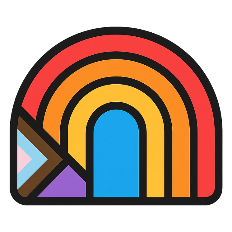 a simple and bold stylized rainbow using the intersex inclusive progress pride flag palette, no background sticker
