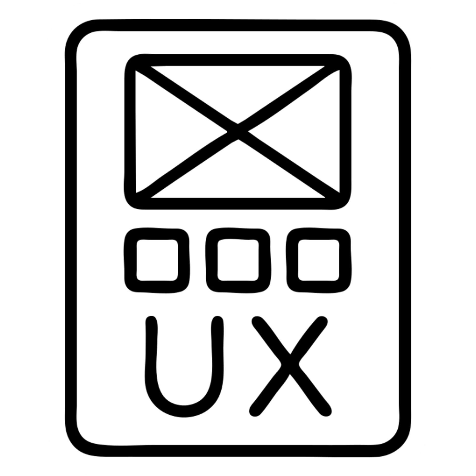 UX design icon with wireframe elements, 24 by 24 px, 1 px stroke sticker