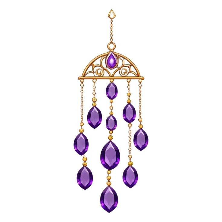 Hanging suncatcher, threads with shiny sparkly amethyst gemstones sticker