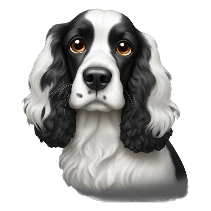 black and white cocker spaniel with nose spots sticker