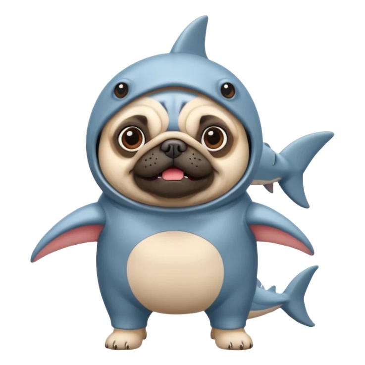 Pug wearing a shark costume  sticker