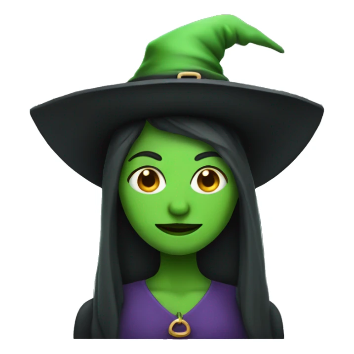 A green woman with a witch hat sticker