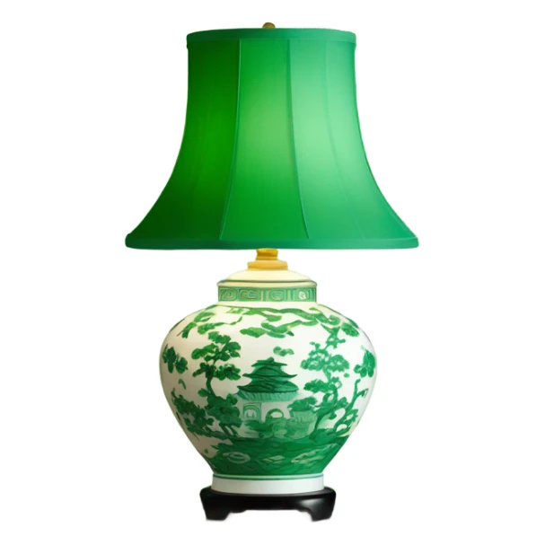 green and white chinoiserie lamp sticker
