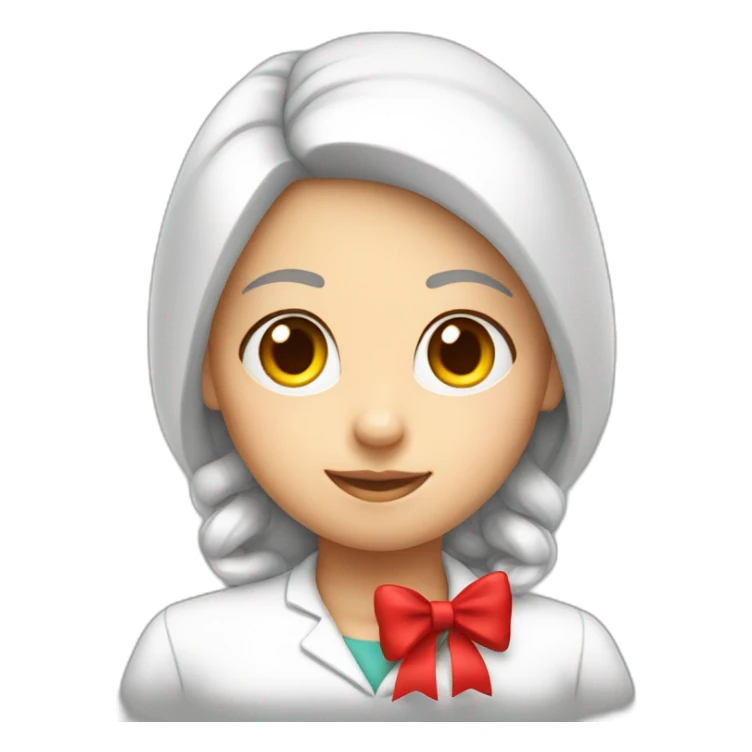 young chemist girl red bow on head sticker