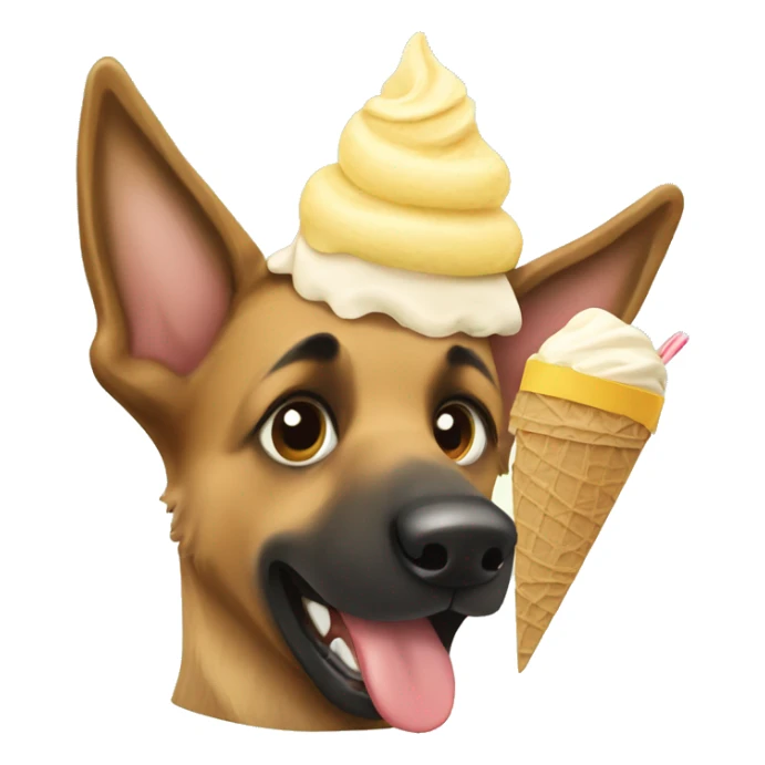 Surfing German shepherd eating ice cream sticker