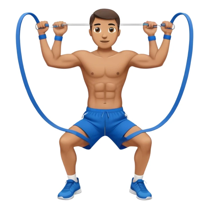 fit man with blue shorts resistance bands exercises sticker